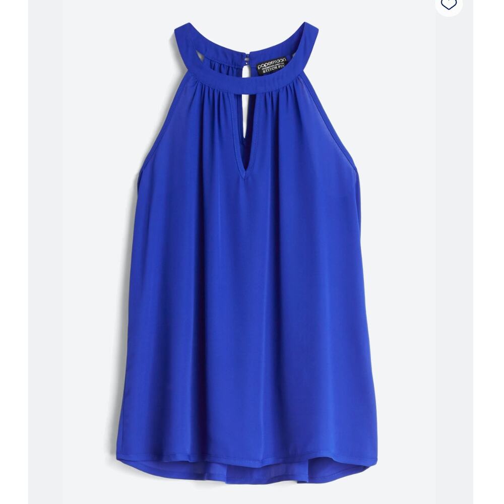 Stitch Fix Papermoon Cobalt Blue Garland Keyhole Halter Blouse Size Medium